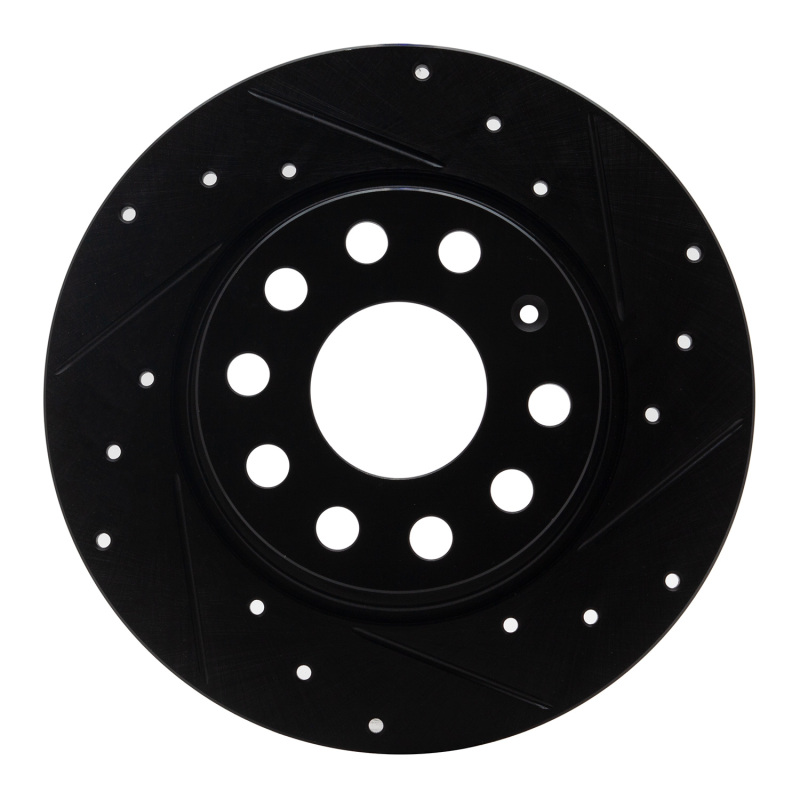 Audi A3 Sportback E-Tron Brake Rotor (1) - Rear Right - R1 Concepts - Drilled & Slotted - Black - `05-`25